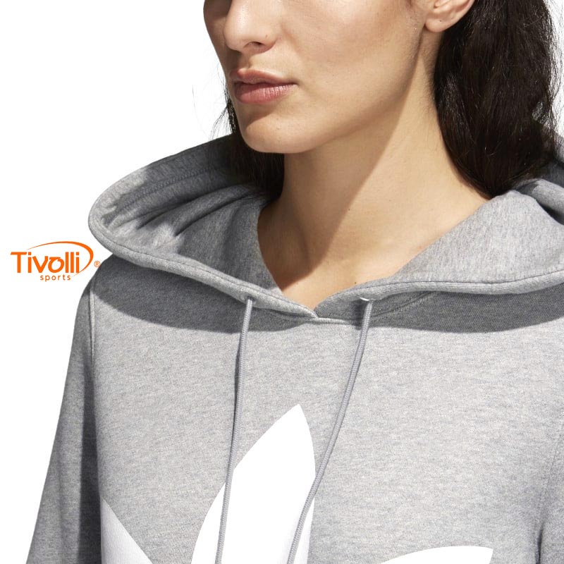 Blusa Cropped Adidas Trefoil c/ Capuz - Branco | FREE LACE