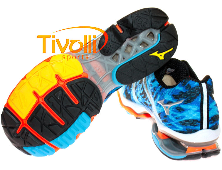 Tênis Mizuno > Wave Creation 15 Azul, Laranja e Amarelo 4130363