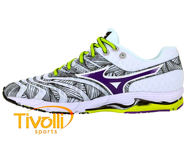 Tênis Mizuno > Wave Sayonara (W) Branco, Preto e Roxo 4129180-3264 * >
